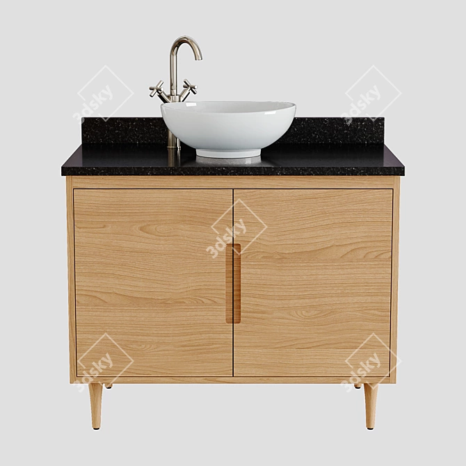 Natural Teak Vessel Sink Vanity - 36 3D model image 2