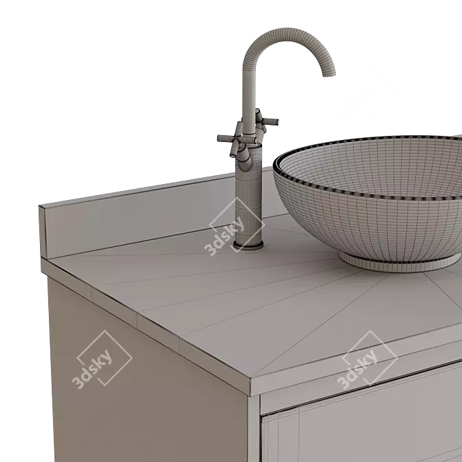 Natural Teak Vessel Sink Vanity - 36 3D model image 5