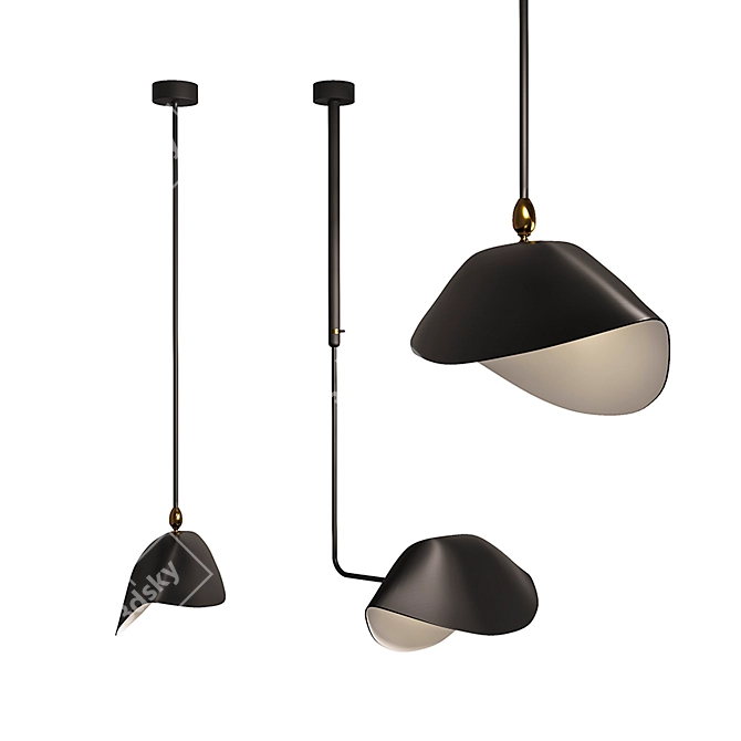 Sleek Serge Mouille Pendant Lamps 3D model image 1