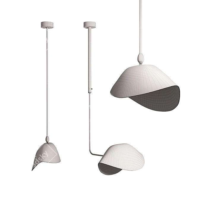 Sleek Serge Mouille Pendant Lamps 3D model image 3