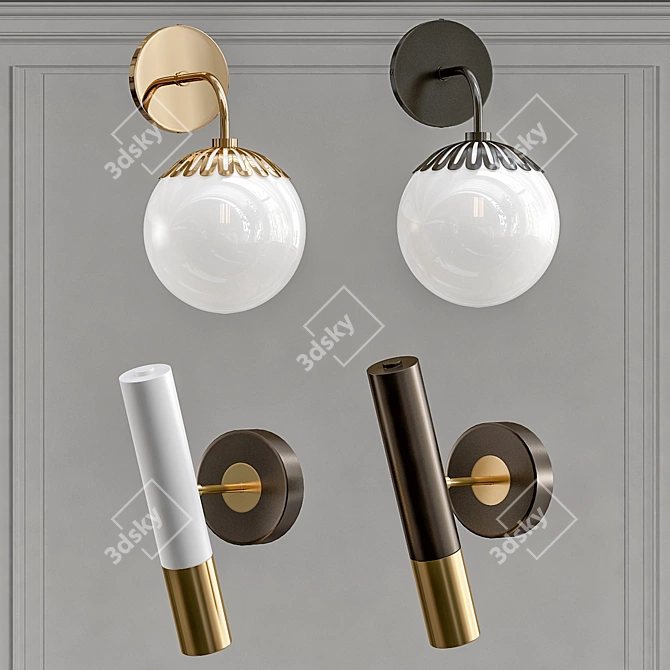 Elegant Wall Lamp Set 3D model image 2