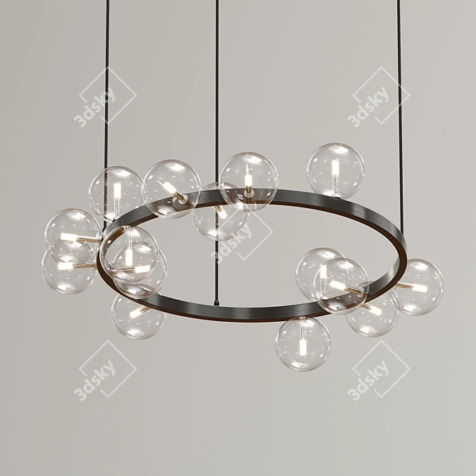 Asymmetric Glass Chandelier 3D model image 2