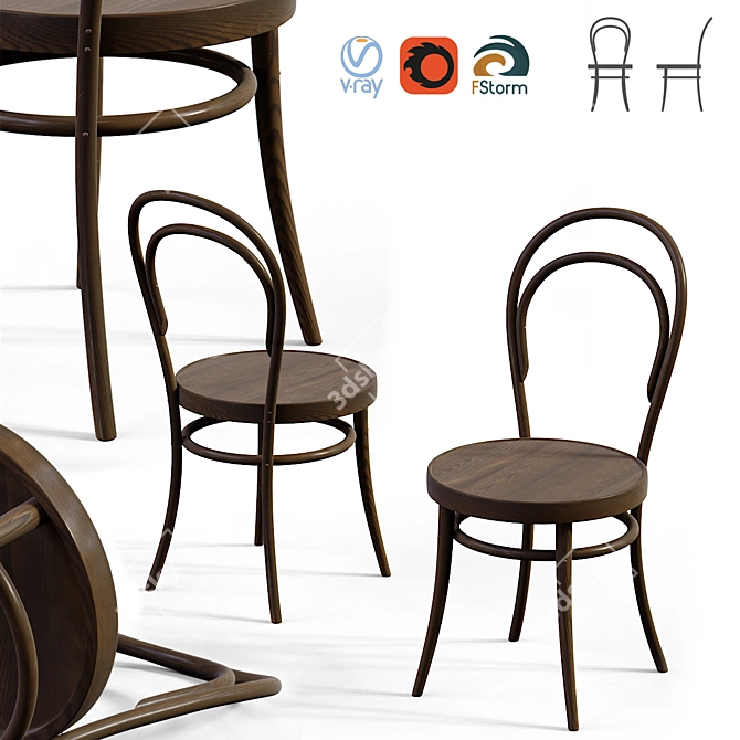 Modern Bentwood Chair 3D model image 1