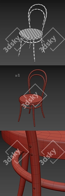 Modern Bentwood Chair 3D model image 5