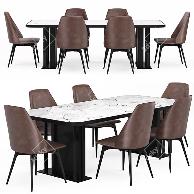 Modern Dining Table Set 3D model image 1