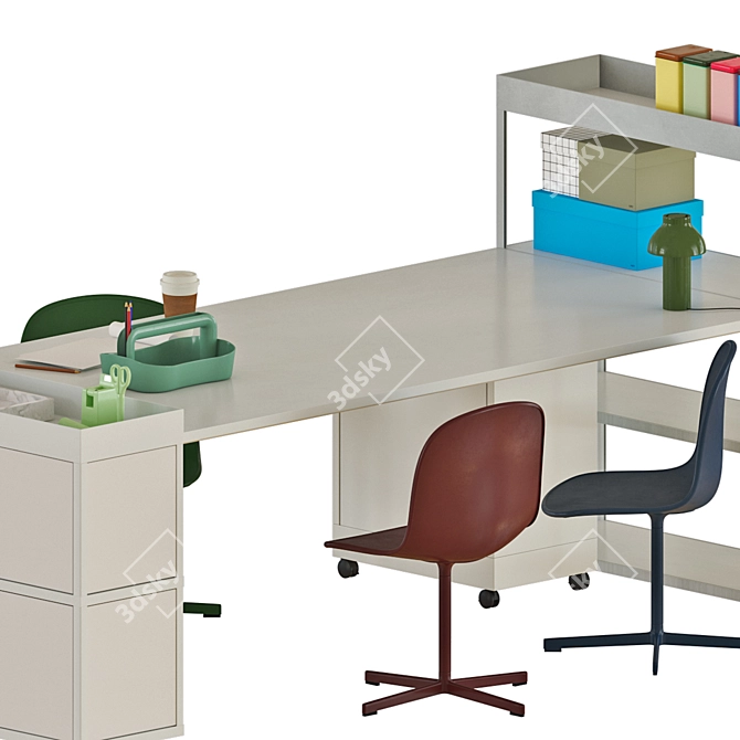 Modern Office Workstation Set 3D model image 5