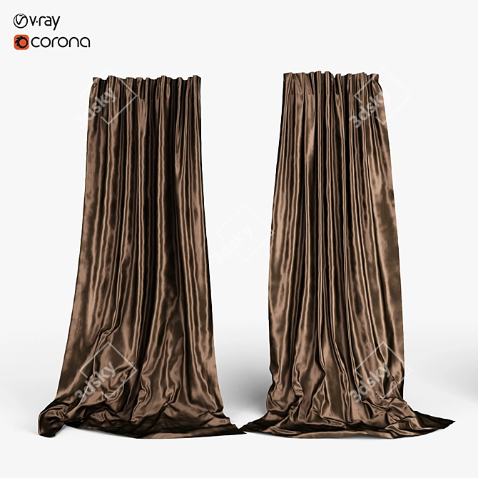 Luxurious Silk Curtains 3D model image 1