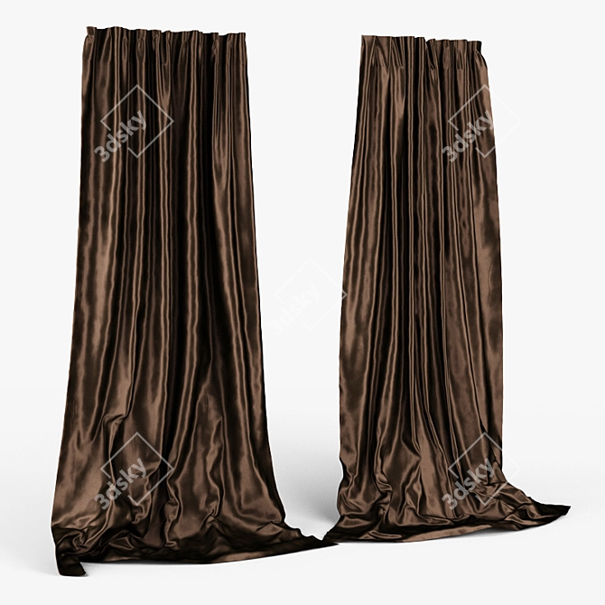 Luxurious Silk Curtains 3D model image 2