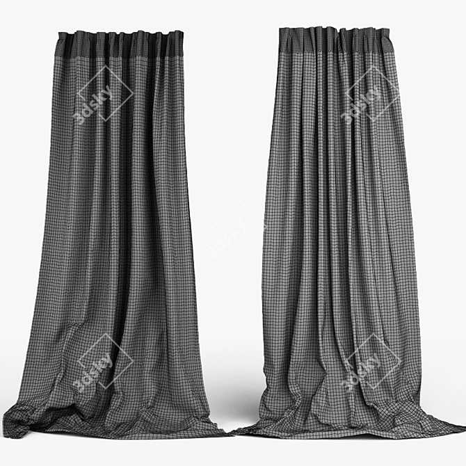 Luxurious Silk Curtains 3D model image 4