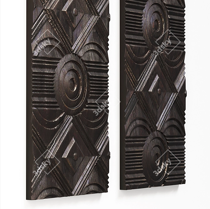 Elegant Carved Wood Wall Panels 3D model image 4