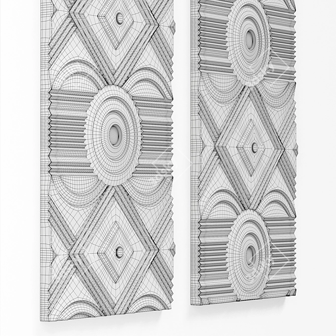 Elegant Carved Wood Wall Panels 3D model image 5