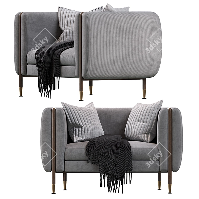 BARLOW 2019 Armchair: Elegant, Comfortable, and Stylish! 3D model image 2