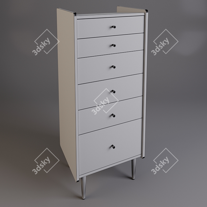 Retro Walnut Chest with Colorful Drawers: RONDA 3D model image 5