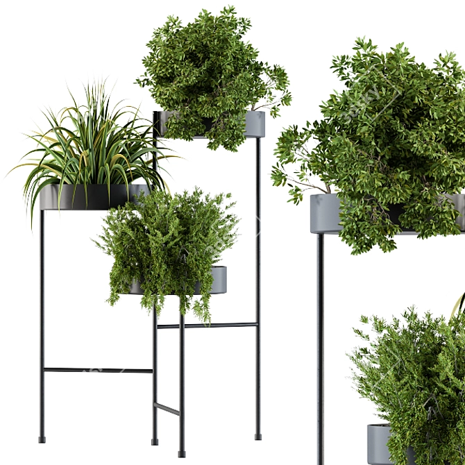 Sleek Black Planter Box 3D model image 2