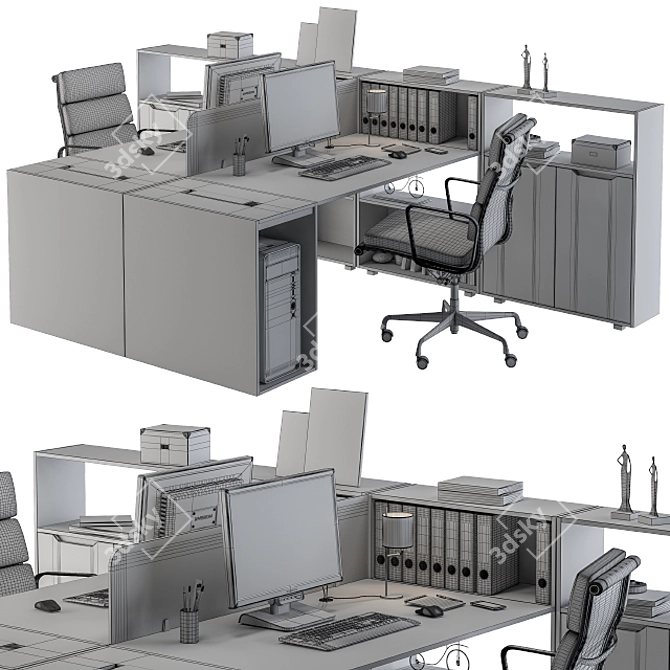 White Formal Office Set 3D model image 3