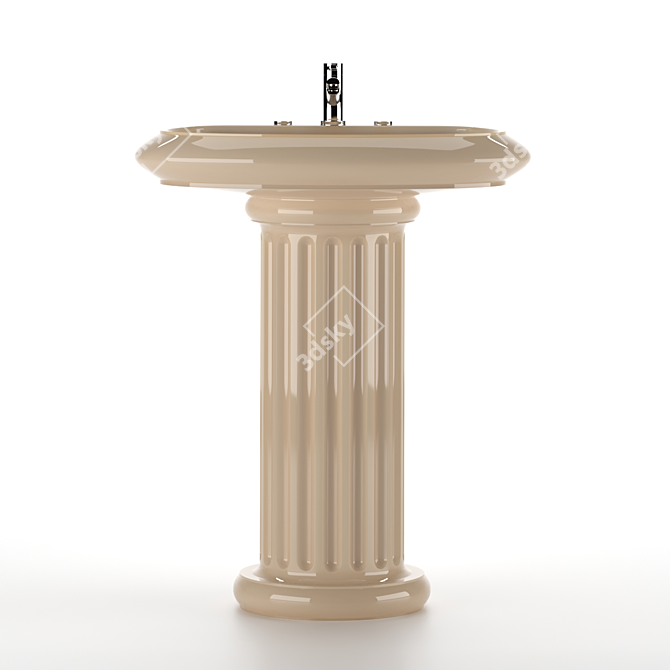 Sleek Ceramic Wash Basin 3D model image 3