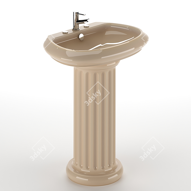 Sleek Ceramic Wash Basin 3D model image 6