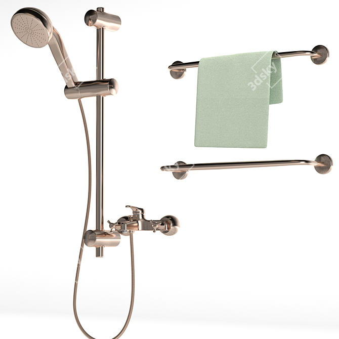 Modern Bathroom Faucet Set 3D model image 1
