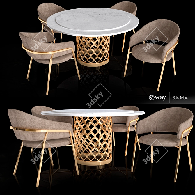 Versatile Table Chair Set 3D model image 1