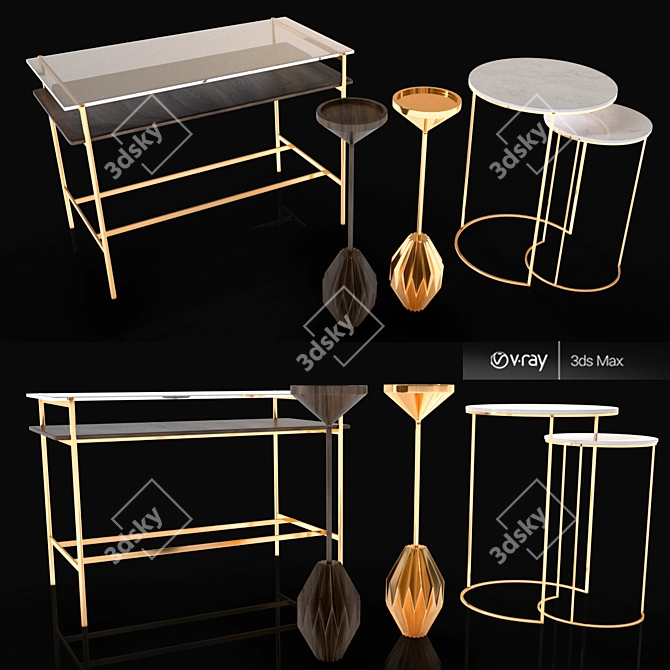 Modern Mini Art Display Desk 3D model image 1