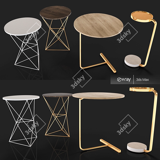 Modern Metal Side Tables 3D model image 1