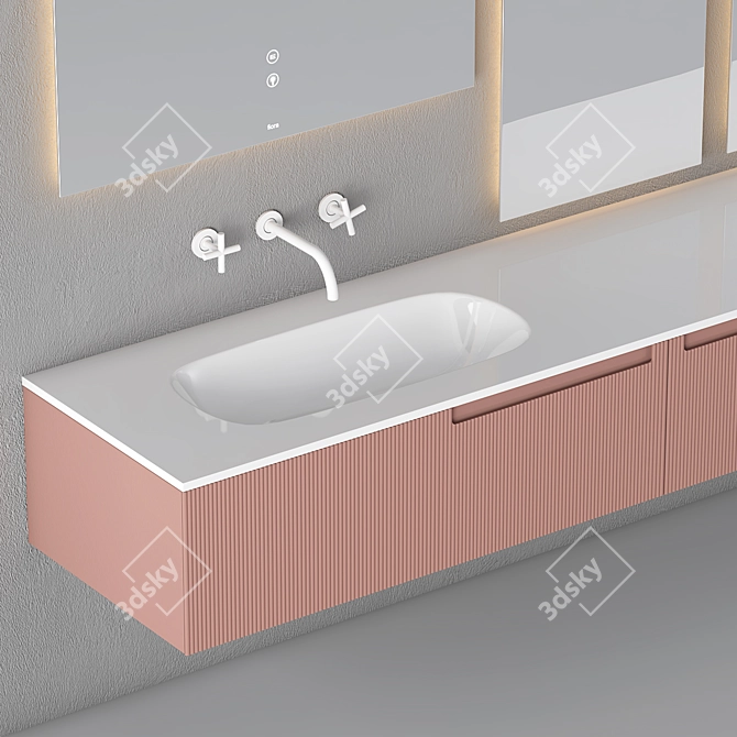 Sleek and Spacious 1850mm Bathroom Cabinet 3D model image 2