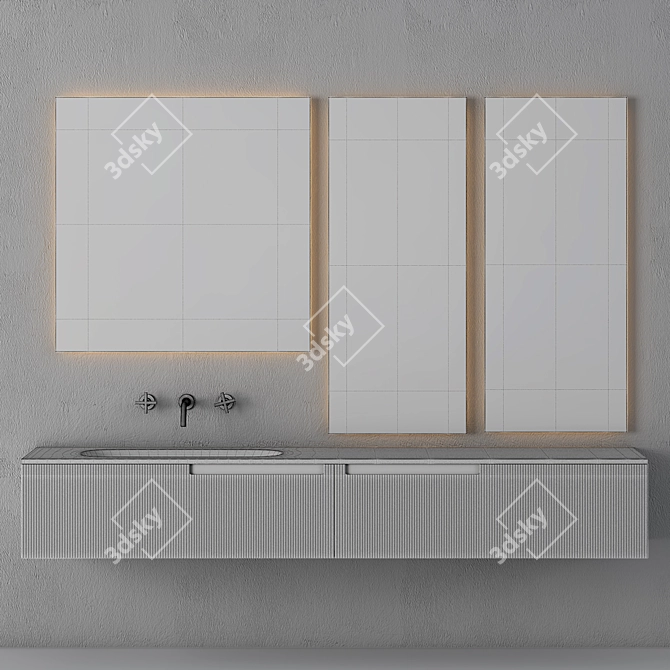 Sleek and Spacious 1850mm Bathroom Cabinet 3D model image 3