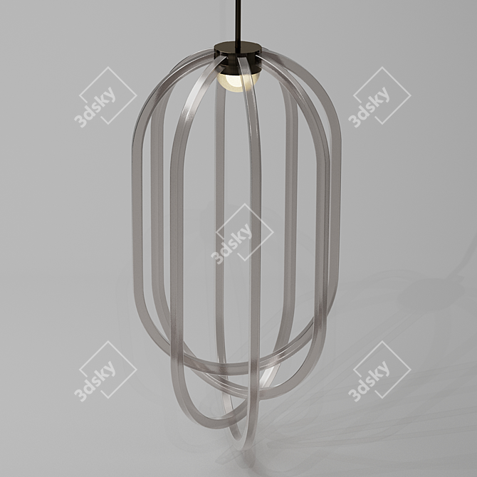 Sculpted Rings Brass Chandelier 3D model image 1