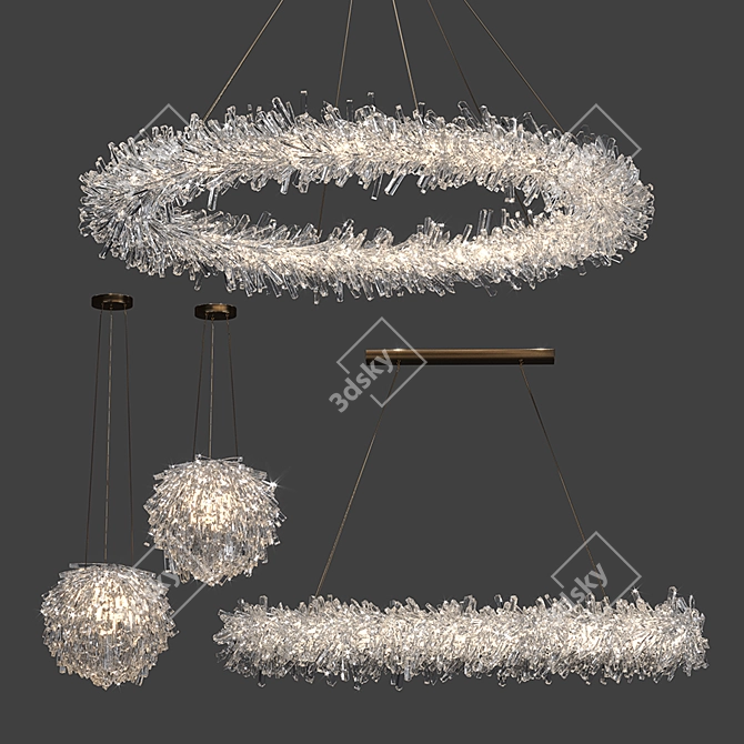 Versatile Crystal Chandeliers: Round, Rectangle, Sphere 3D model image 1