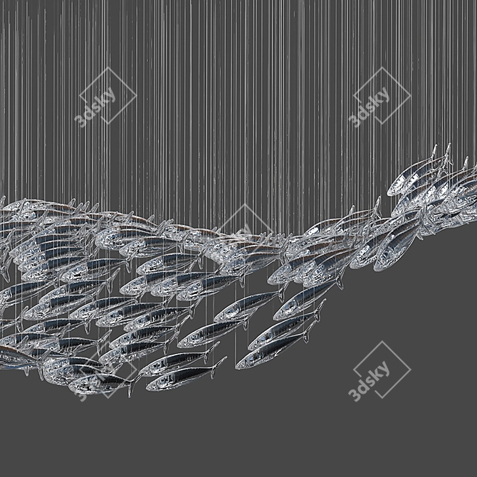 Wave Fish Chandelier 3D model image 2