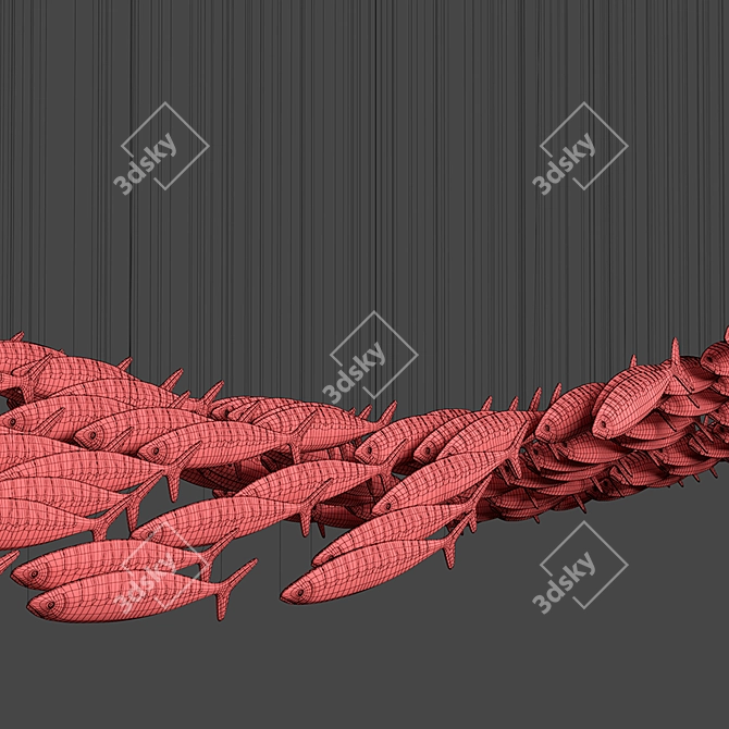 Wave Fish Chandelier 3D model image 4