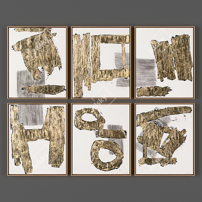 6-Piece Frame Collection, Various Sizes, Textured 3D model image 1