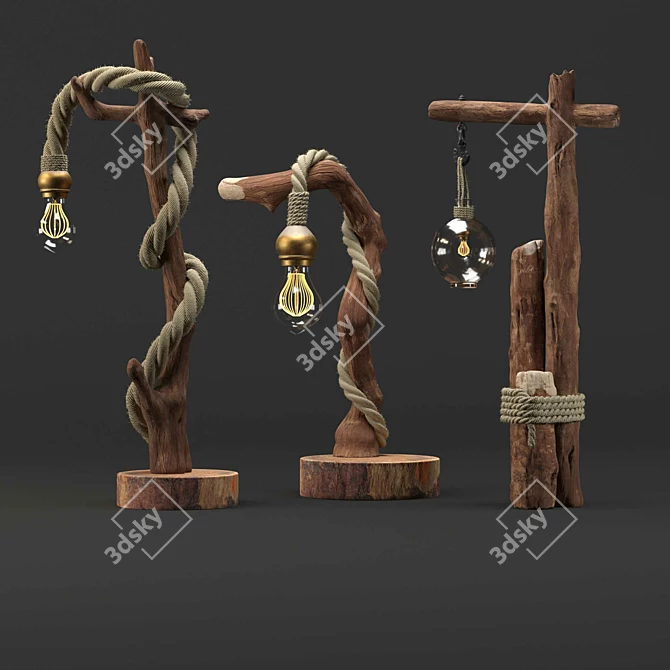 Wooden Light Collection 3D model image 1