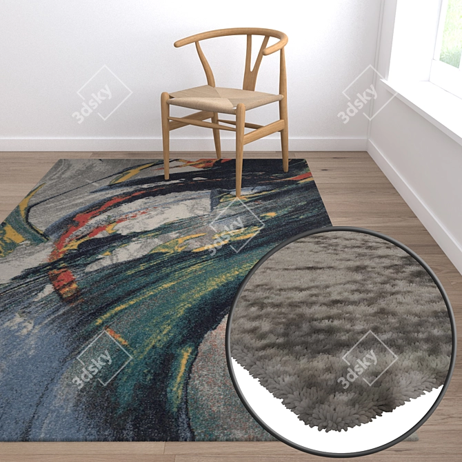 Luxury Textured Carpet Set 3D model image 5