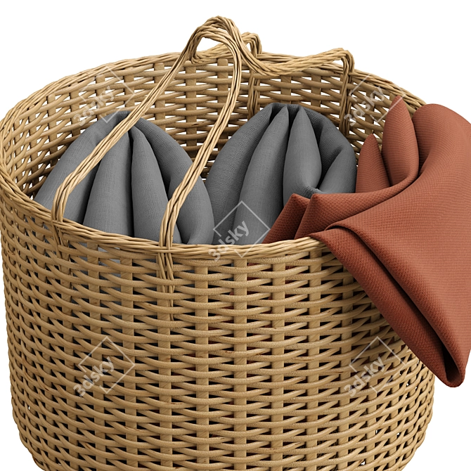 Cozy Comfort: Basket & Blanket Set 3D model image 2