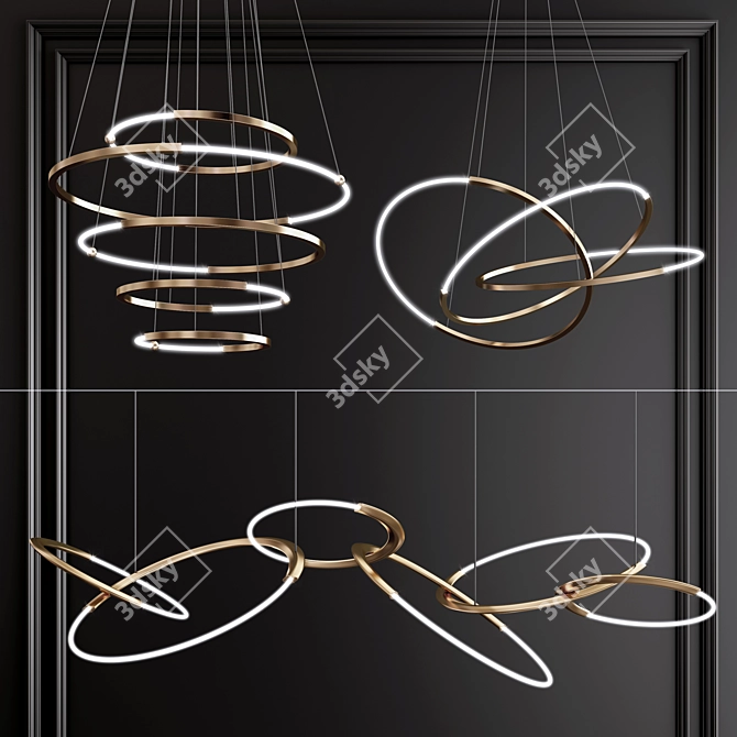 Contemporary Round Chandelier 3D model image 1