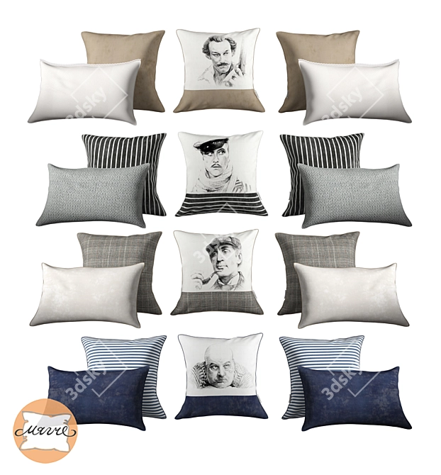 Softer Cushion Set: Comfort in Every Corner 3D model image 2