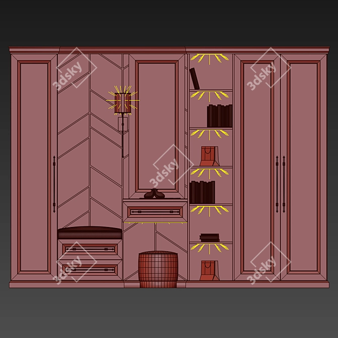 Hallway Wardrobe, Stylish and Functional 3D model image 2