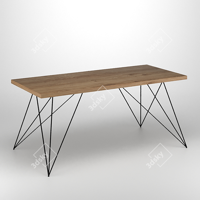 Vintage Wooden Table-1800mm 3D model image 1