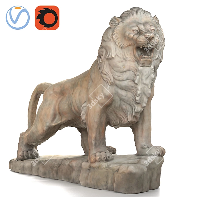 Roaring Lion Statue - Majestic Home Decor 3D model image 1