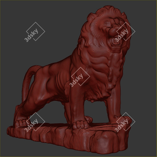 Roaring Lion Statue - Majestic Home Decor 3D model image 4