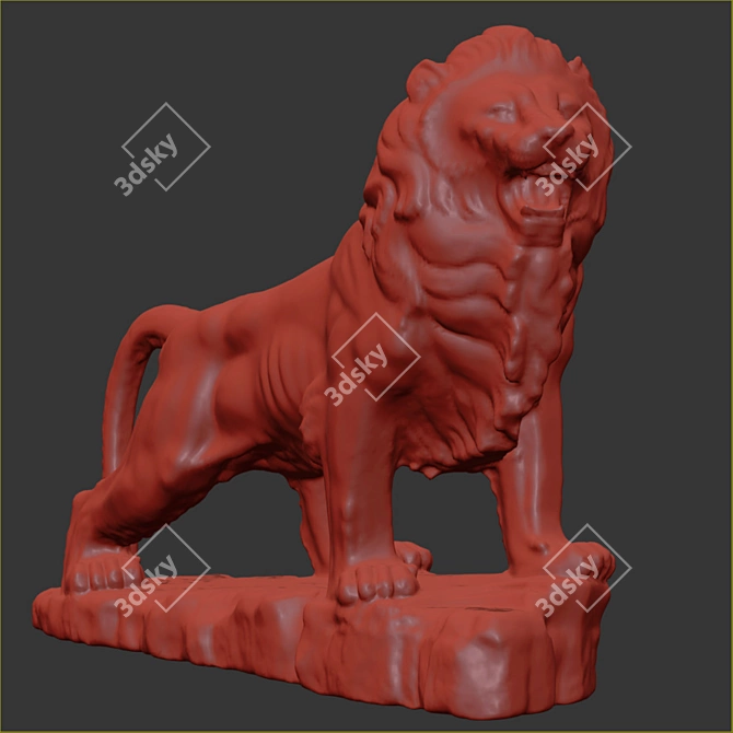 Roaring Lion Statue - Majestic Home Decor 3D model image 5