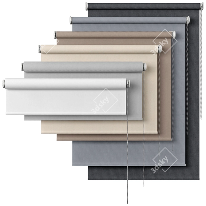 Blackout Roller Blind | Adjustable Sizes & Colors 3D model image 2