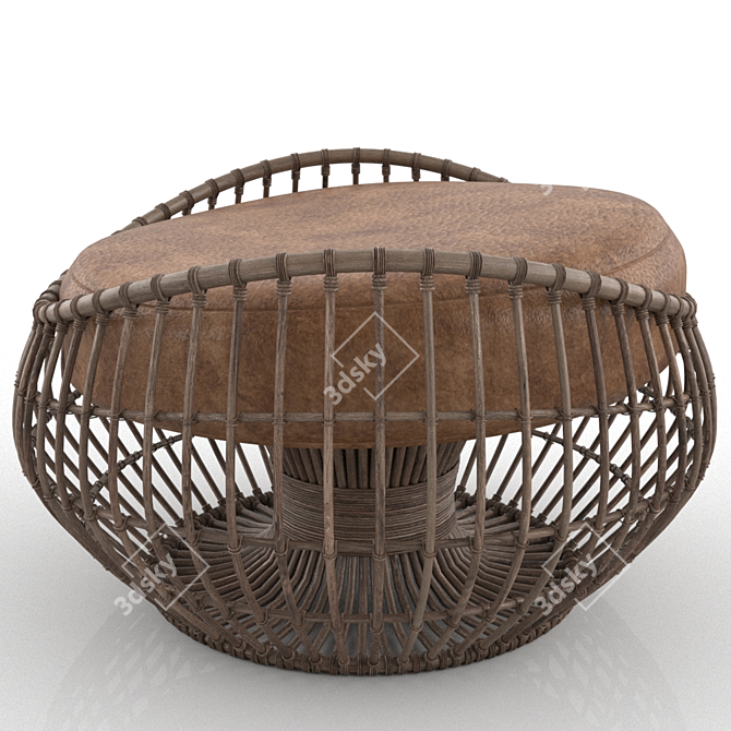 Natural Bamboo Wicker Chair 3D model image 2