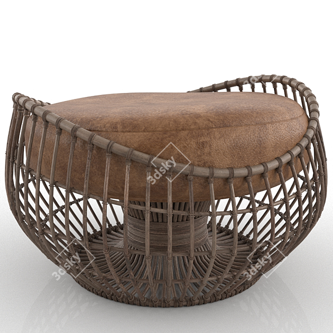 Natural Bamboo Wicker Chair 3D model image 3