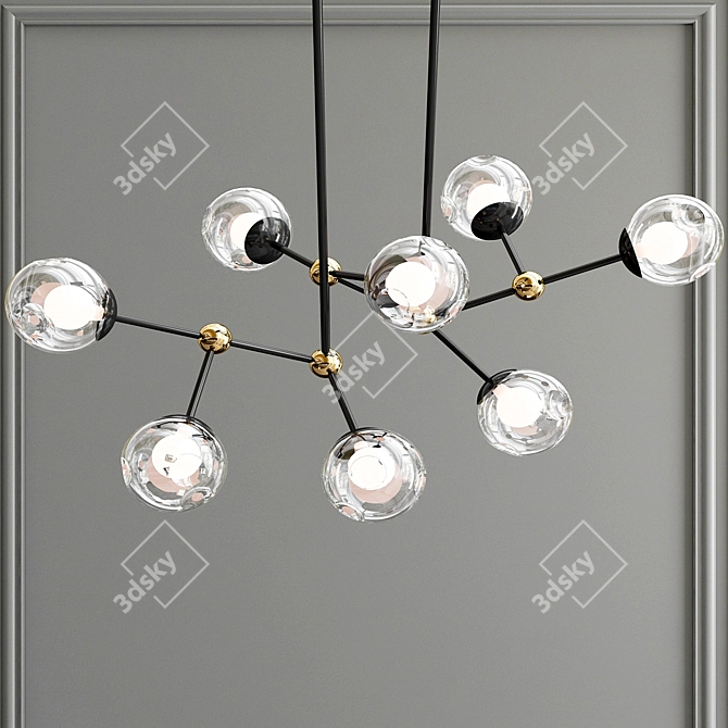 Sleek Callicarpa 8-Light Chandelier 3D model image 3