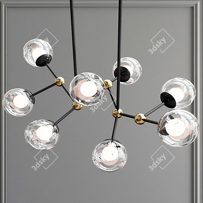 Sleek Callicarpa 8-Light Chandelier 3D model image 4