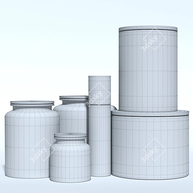 Sleek Marble Canisters & Ceramic Prep Set 3D model image 3