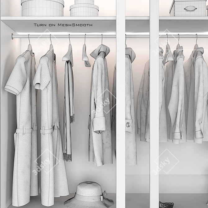 Stylish Bedroom Wardrobe: 2800x600x2400 3D model image 4