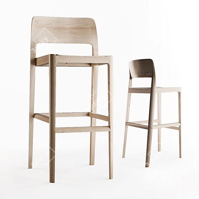 Scandinavian Bar Stool | 42x47x75 cm 3D model image 1